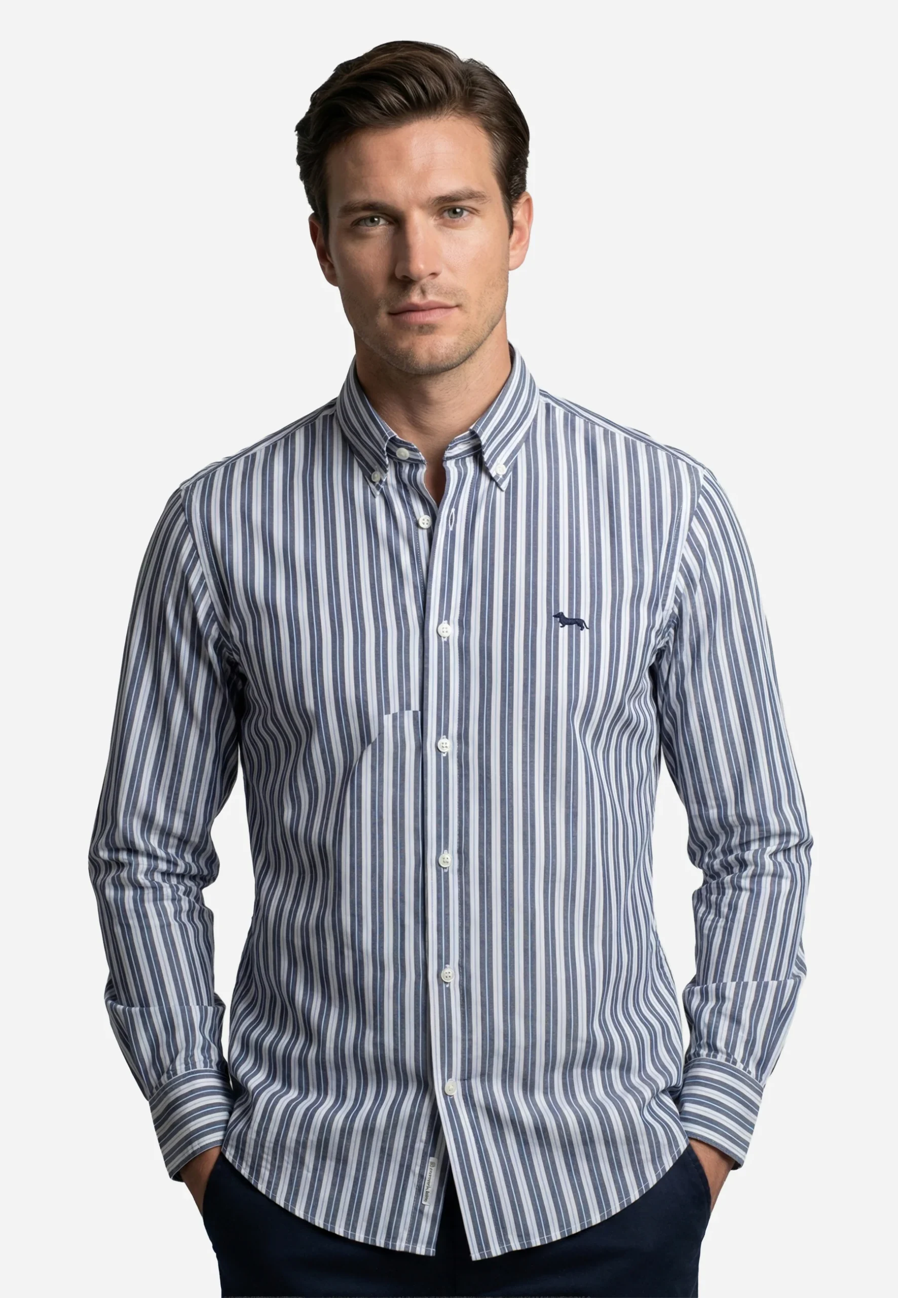 Camisa Azul Cielo/Blanco Rayas H&B