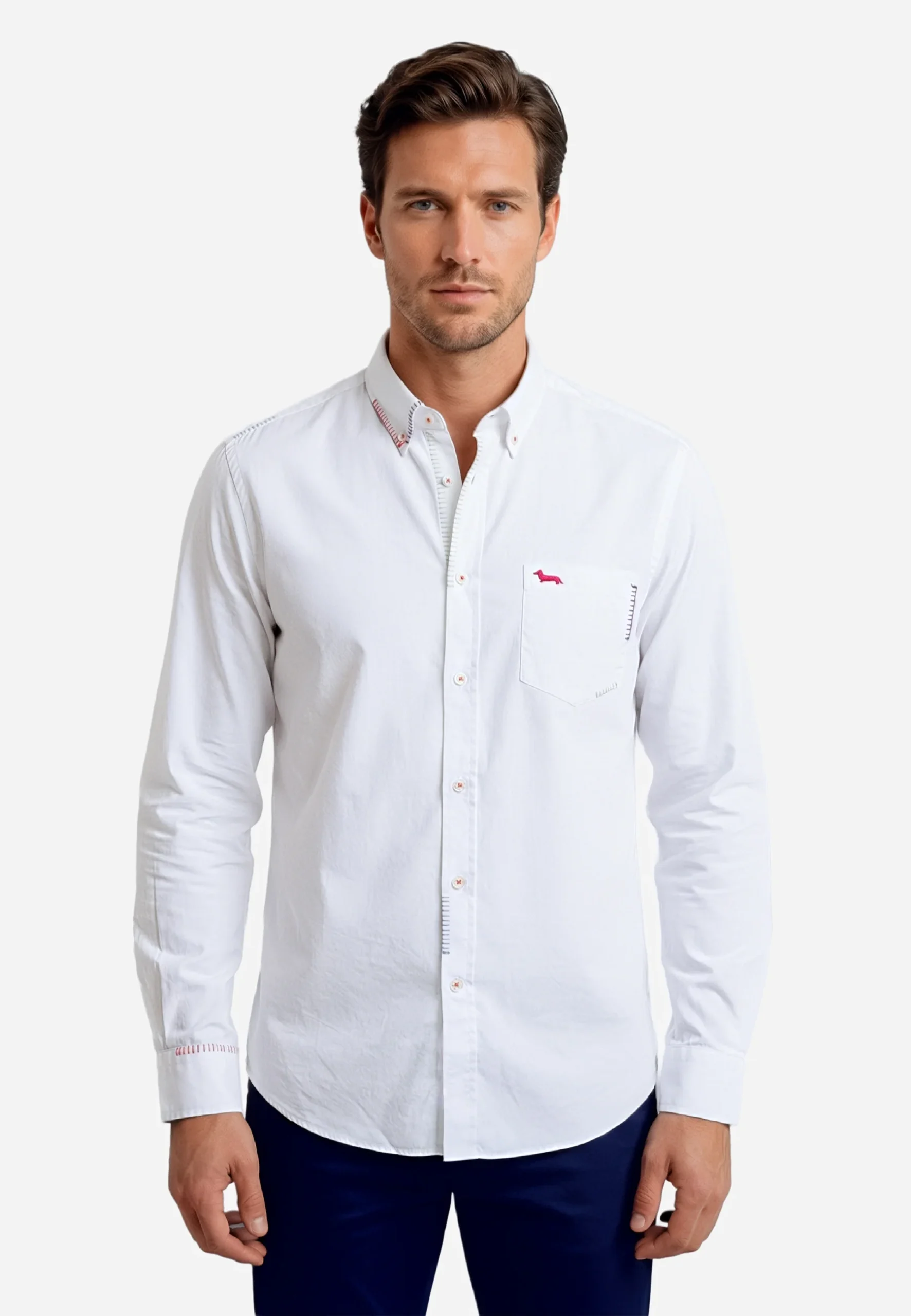 Camisa Hombre Blanca/Rojo H&B