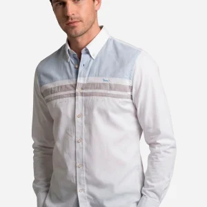 Camisa Franjas Blanca/Azul H&B