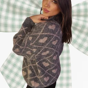 Jersey Corazones Cuello Gris