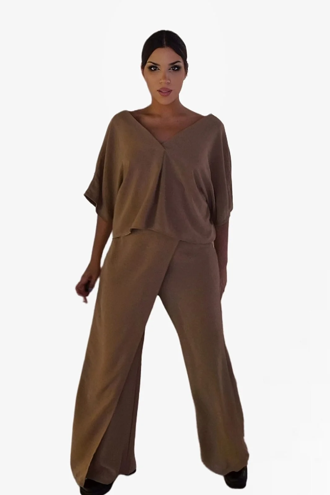 Pantalon Pareo Boton Marrón - Imagen 5