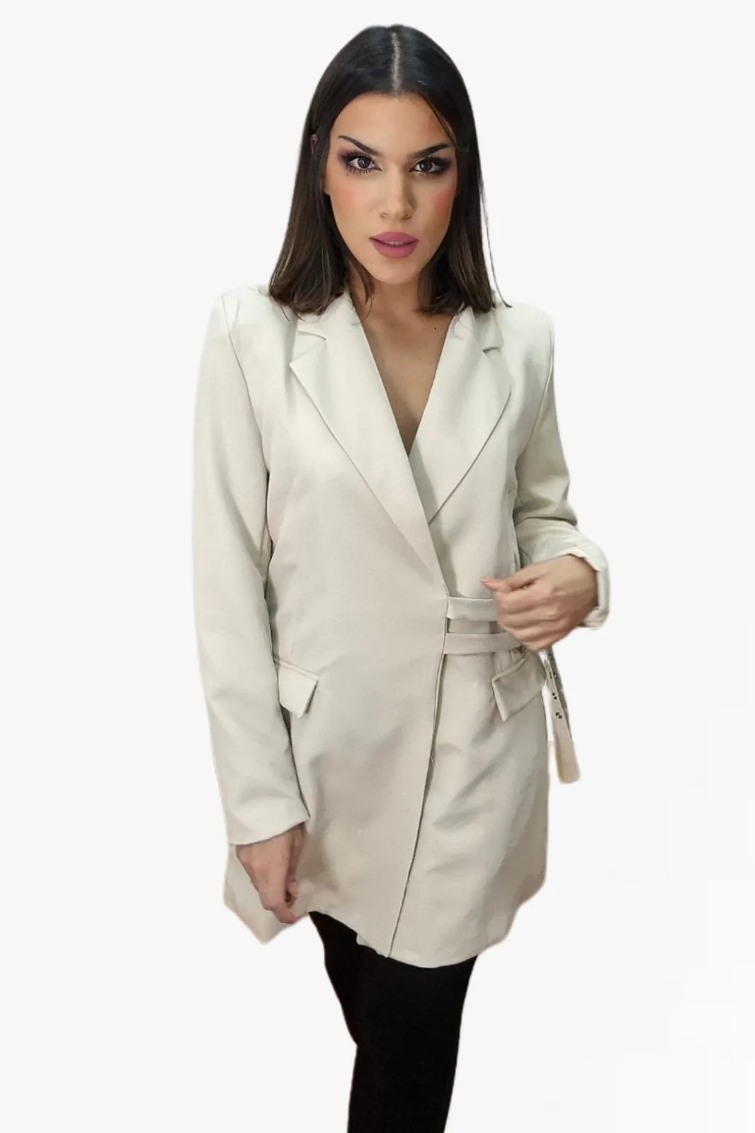 Blazer Cruzada Hebillas Beige - Imagen 7