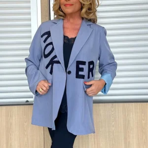 Blazer Letras Rizo Gris