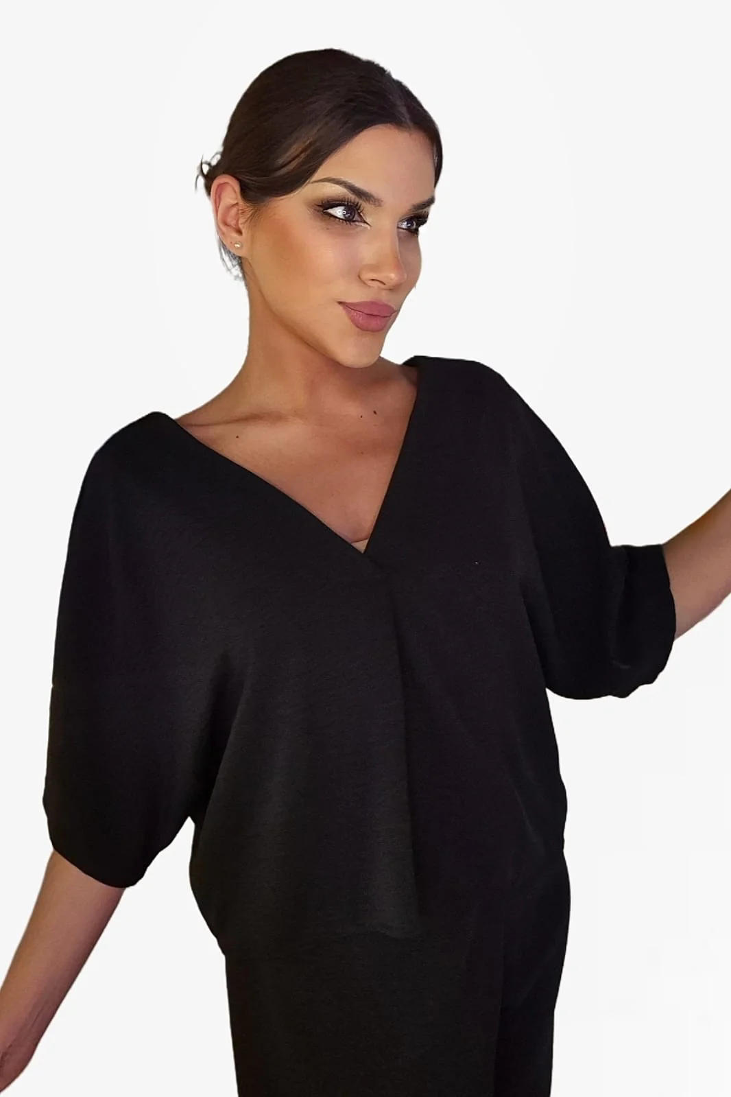 Camisa Escote Fluida Negra - Imagen 3