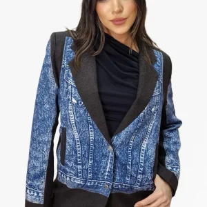 Blazer Vaquera Combinada Negra