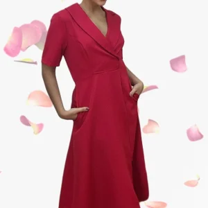 Vestido Camisero Cintura Elastica Rojo