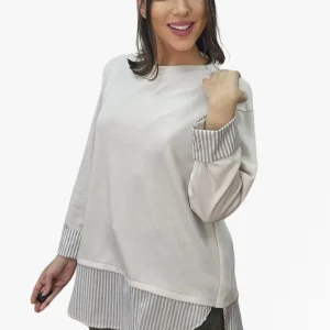 Jersey Combinado Camisa Beige