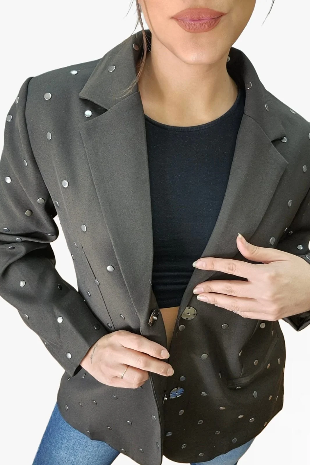 Blazer Solapas Tachuelas Marrón - Imagen 5