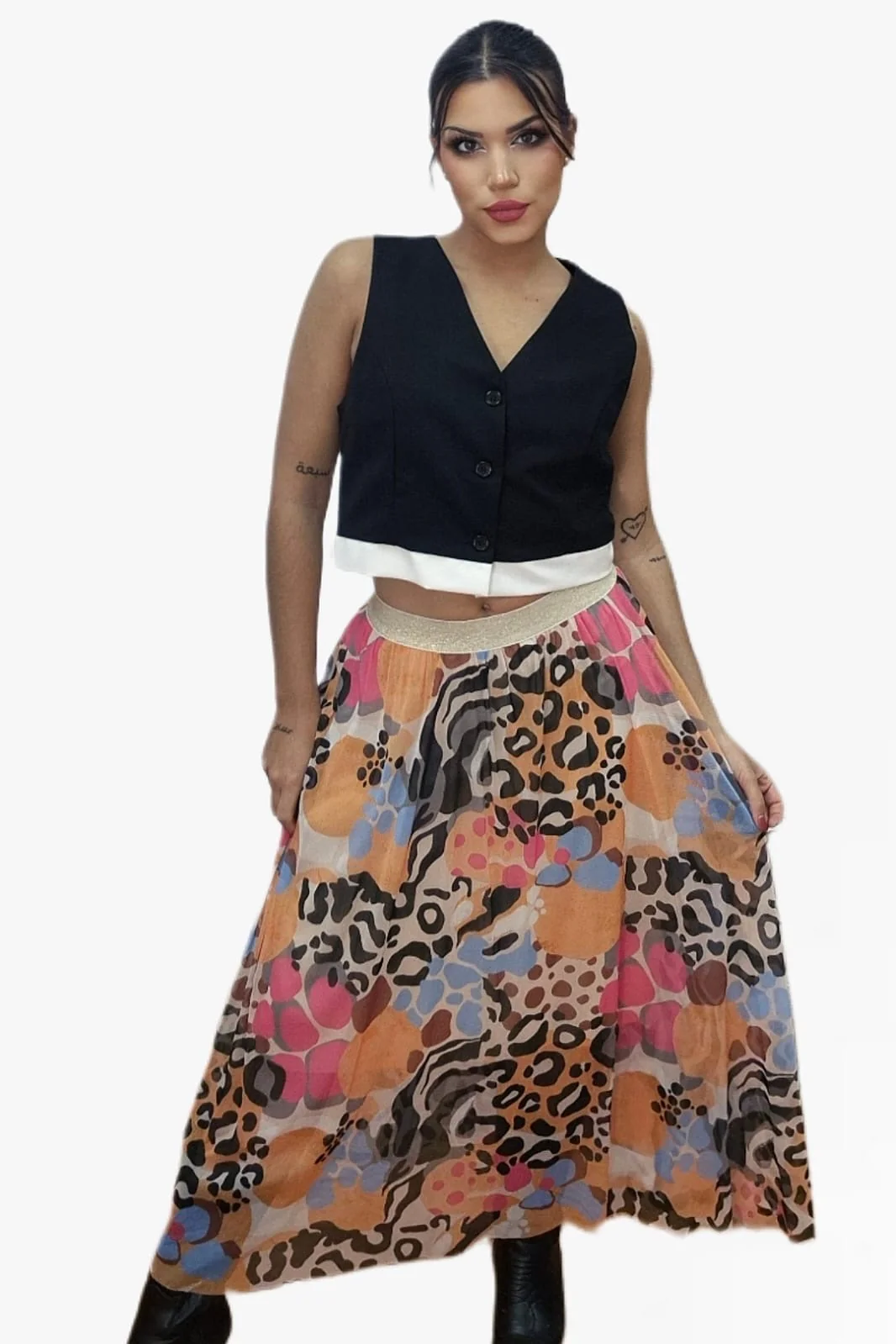 Falda Tul Animal Print Beige - Imagen 4