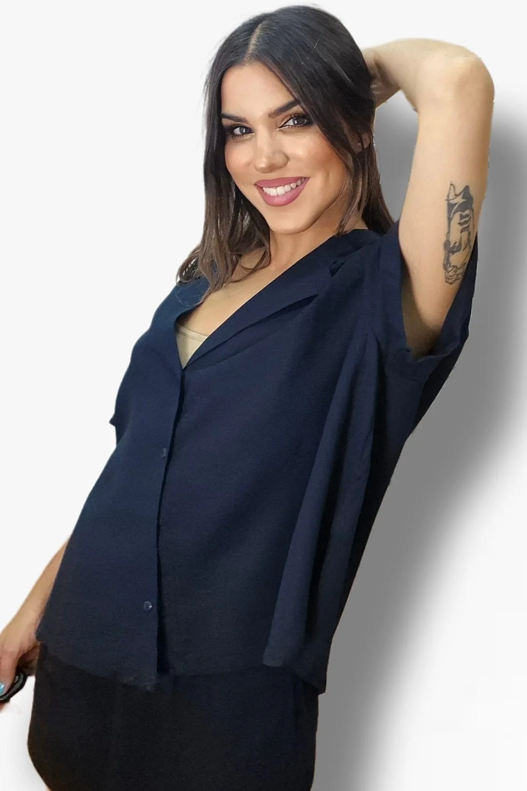 Camisa oversize abotonada Azul - Imagen 4