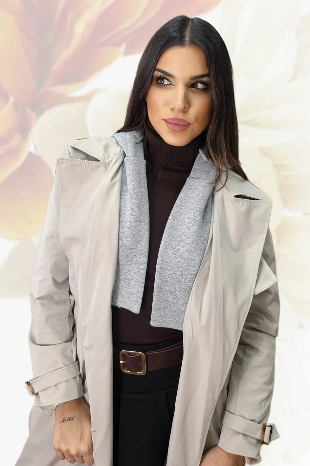 Gabardina Capucha Beige