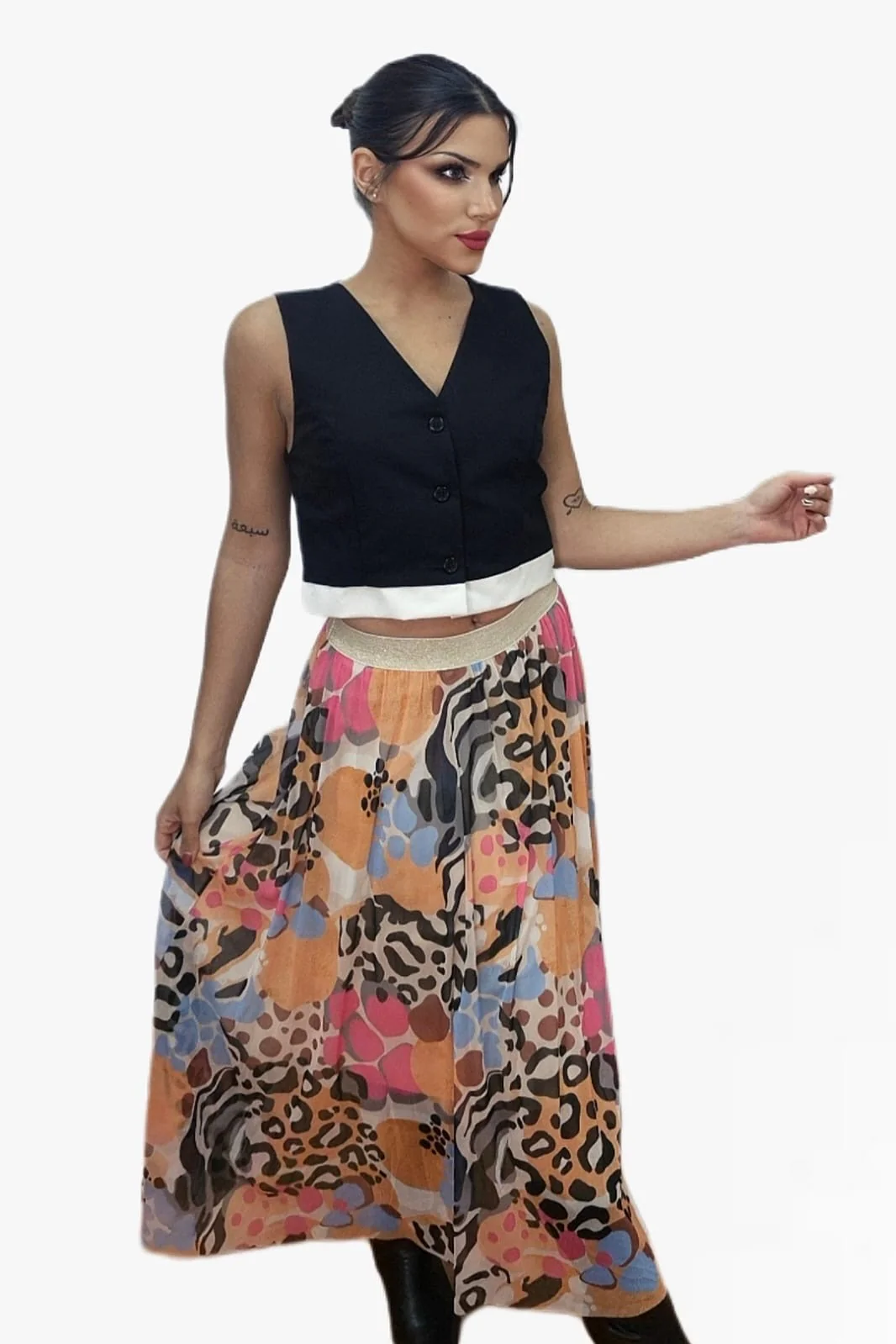 Falda Tul Animal Print Beige - Imagen 3