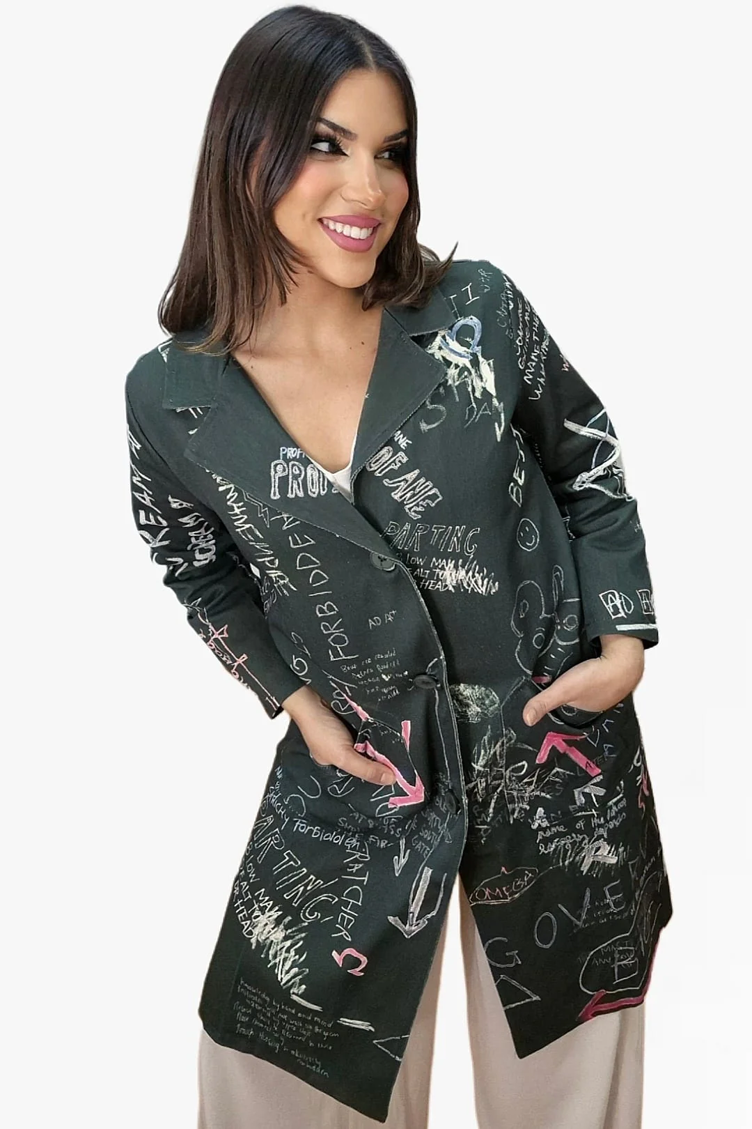 Abrigo Gabardina Dibujos Verde - Imagen 4