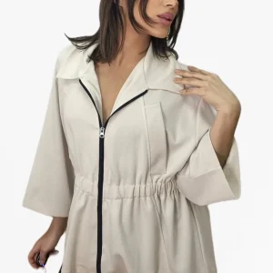 Chaqueta Punto Cremalleras Beige