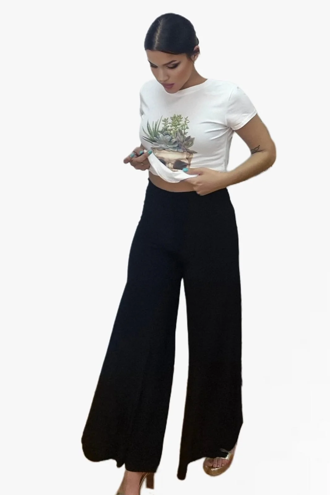 Pantalon Punto Fluido Negro - Imagen 5