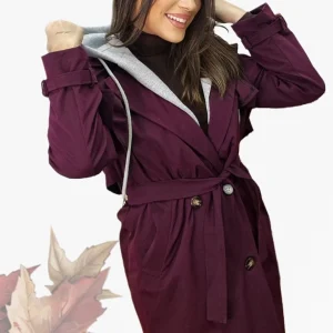 Gabardina Capucha Burdeos