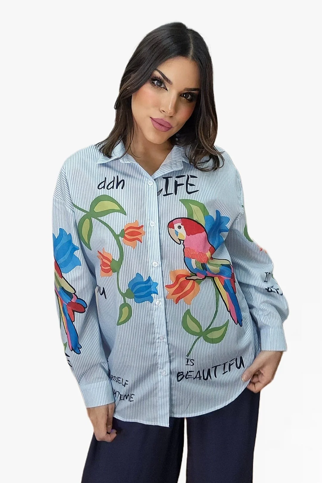 Camisa Life Parrots Azul - Imagen 7