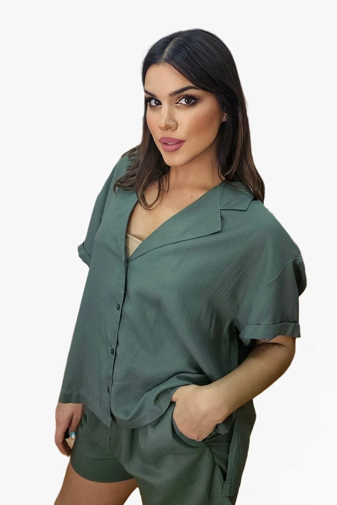 Camisa oversize abotonada Verde - Imagen 5