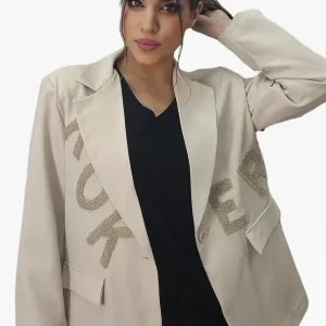Blazer Letras Rizo Beige