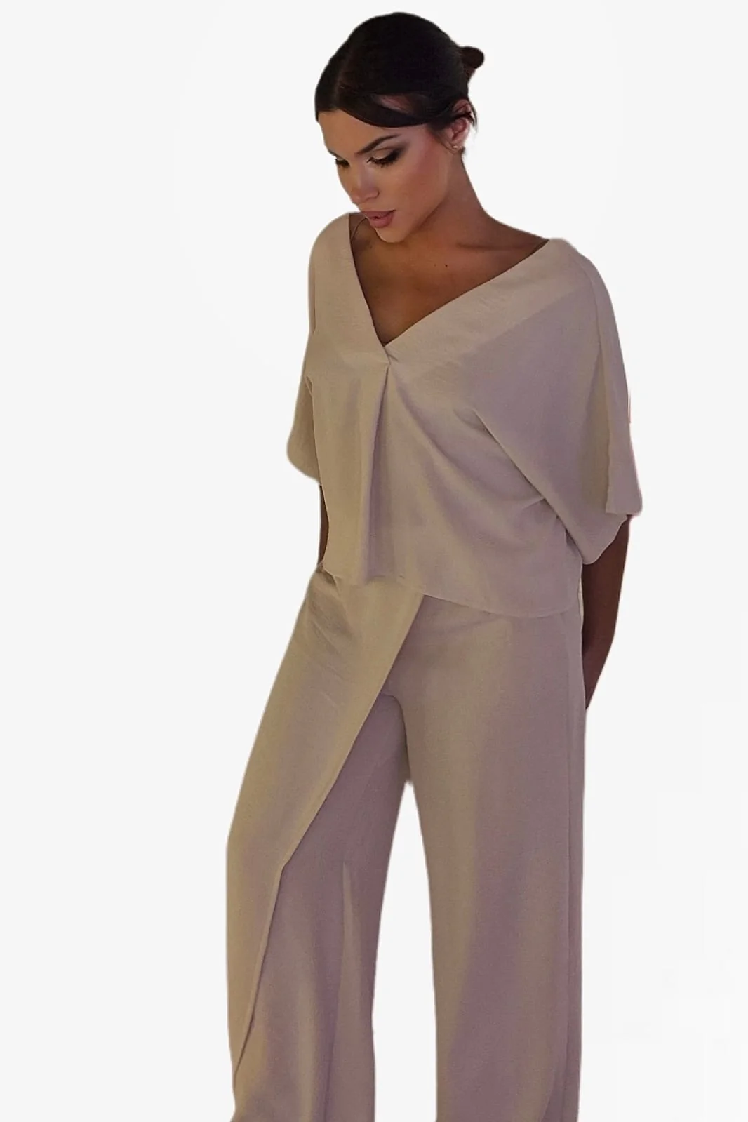 Pantalon Pareo Boton Beige - Imagen 8