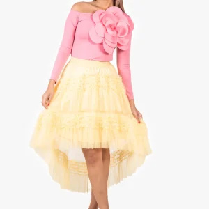 Falda Tul Irregular Amarilla