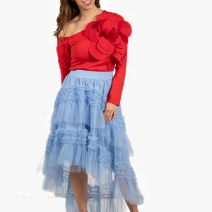 Falda Tul Irregular Azul