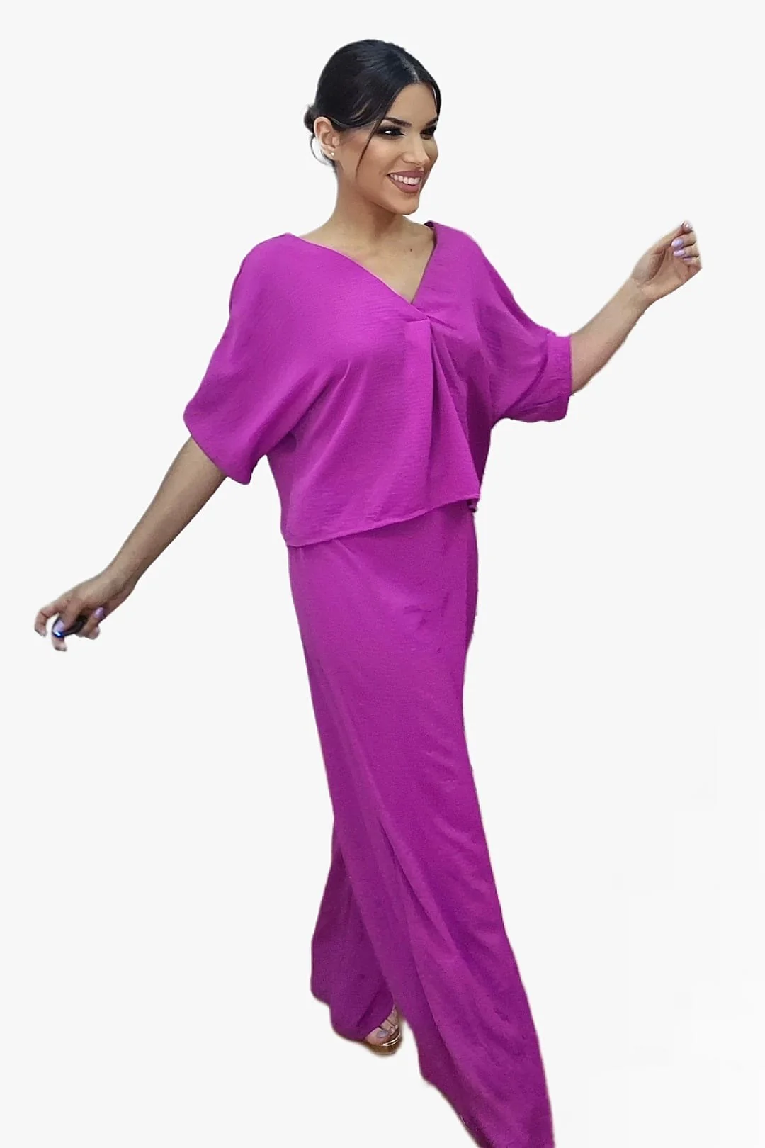 Pantalon Pareo Boton Malva - Imagen 3