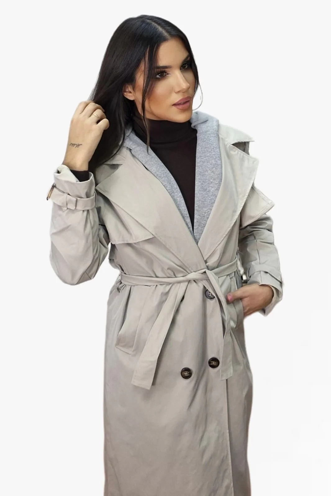 Gabardina Capucha Beige - Imagen 4