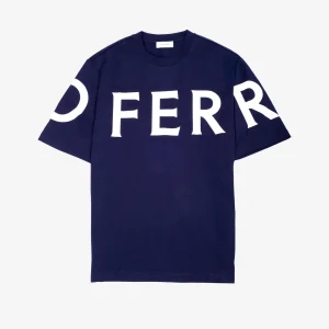 Camiseta Tshirt Azul Oscuro con Logo Gráfico Hombre S.F.