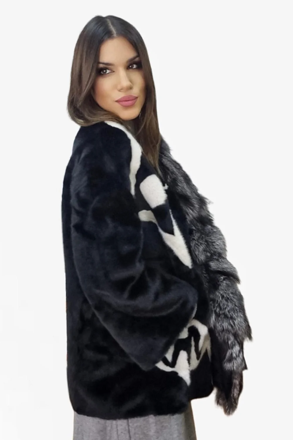 Abrigo Etnico Peluche Negro - Imagen 4