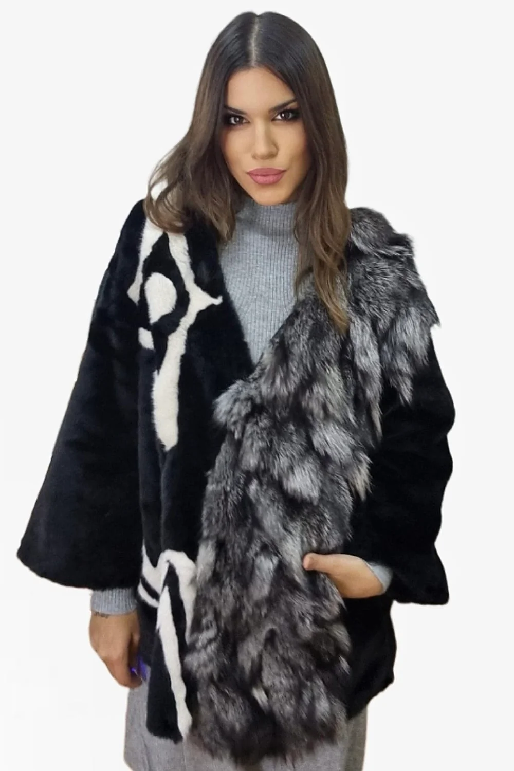Abrigo Etnico Peluche Negro