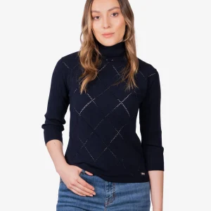 Sweater Argyle Dama Azul Oscuro Visco +Poli H&B
