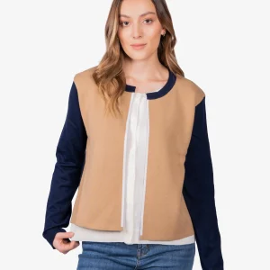 Sweater Dama Beige/Azul Marino Lana H&B