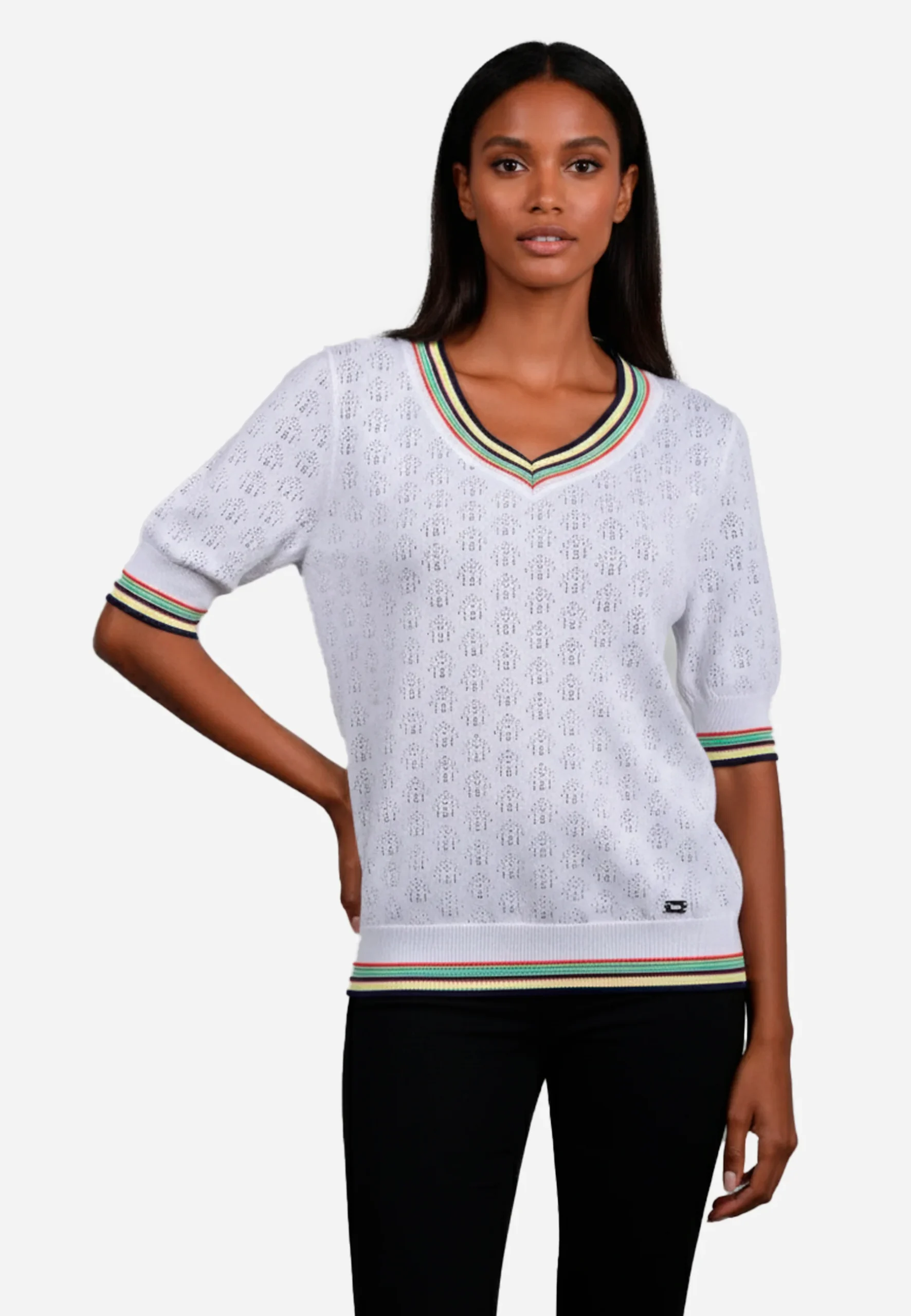 Sweater Dama Blanco Tejido H&B