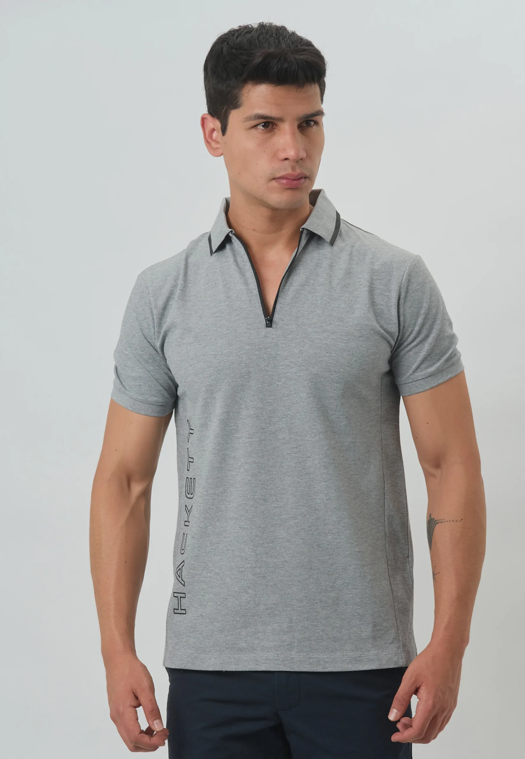 Camisa Polo Gris Logo H.L.