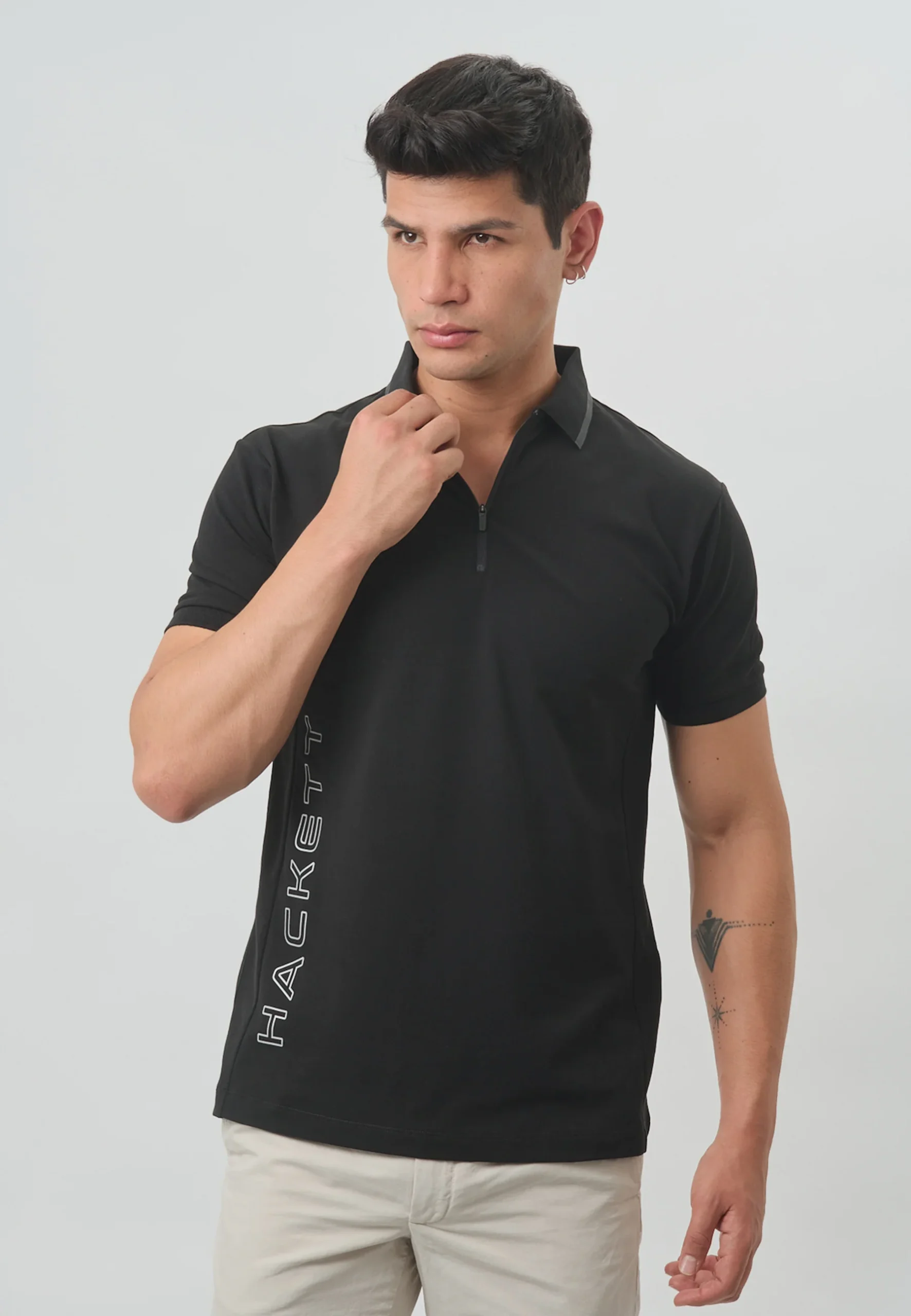 Camiseta Polo Hombre Negra Logo H.L.