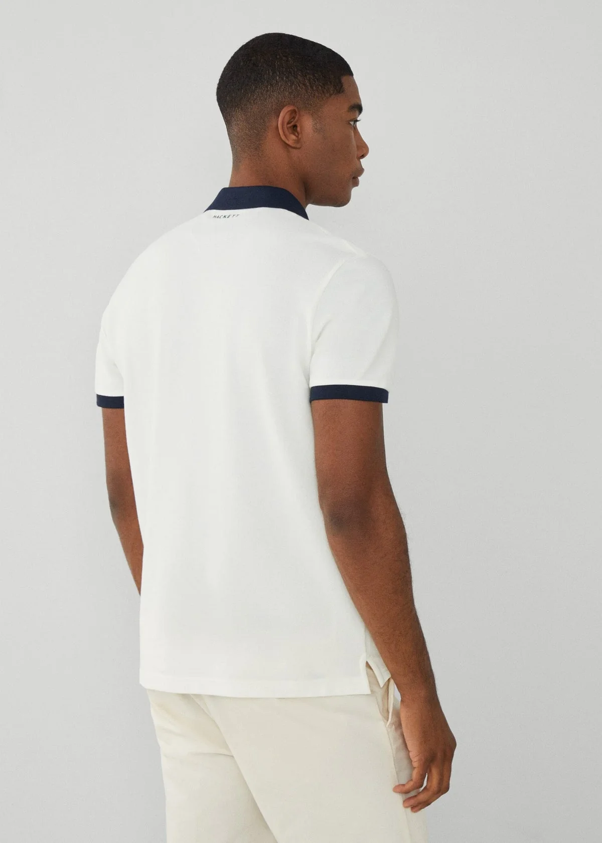 Camiseta Polo Hombre Blanco/Negro H.L. - Imagen 3