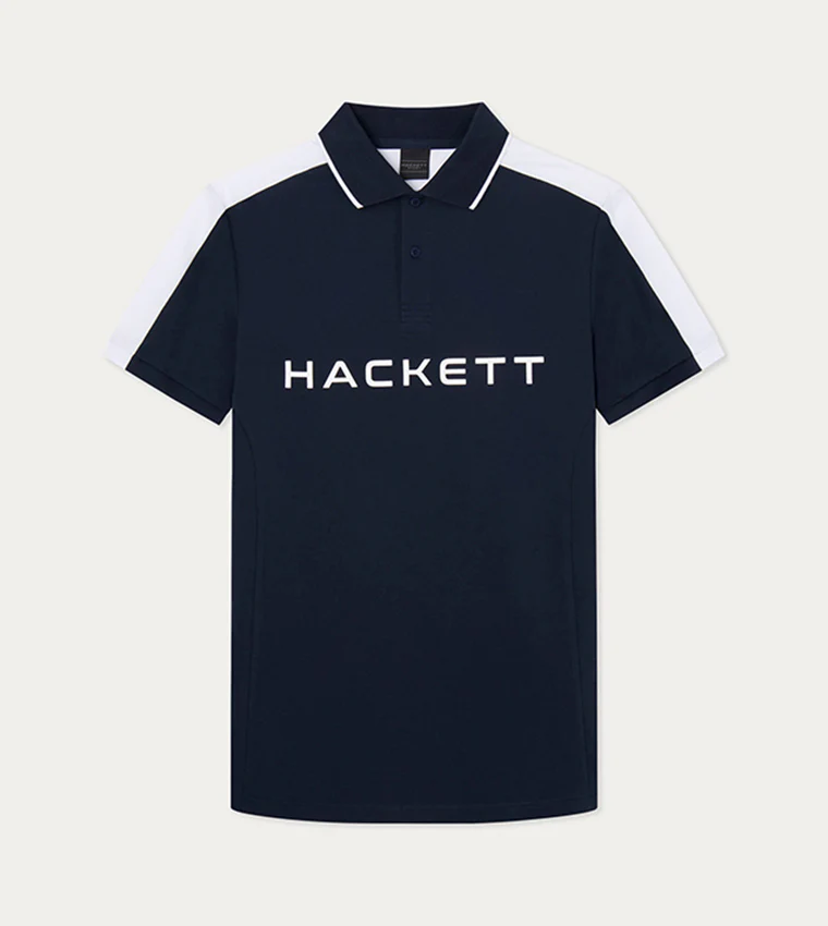 Camiseta Polo Logo Negra/Blanco H.L.