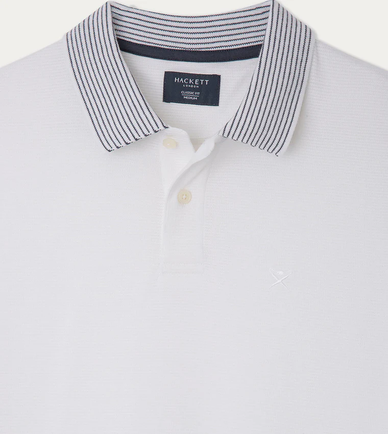 Camiseta Polo Blanca Cuello Rayado H.L. - Imagen 3