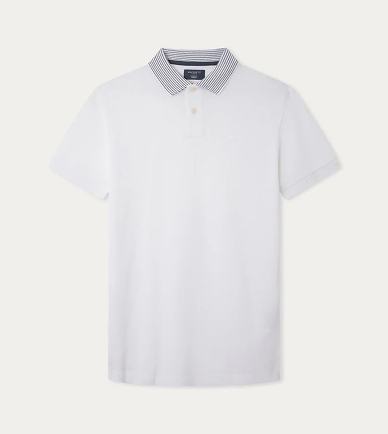Camiseta Polo Blanca Cuello Rayado H.L.