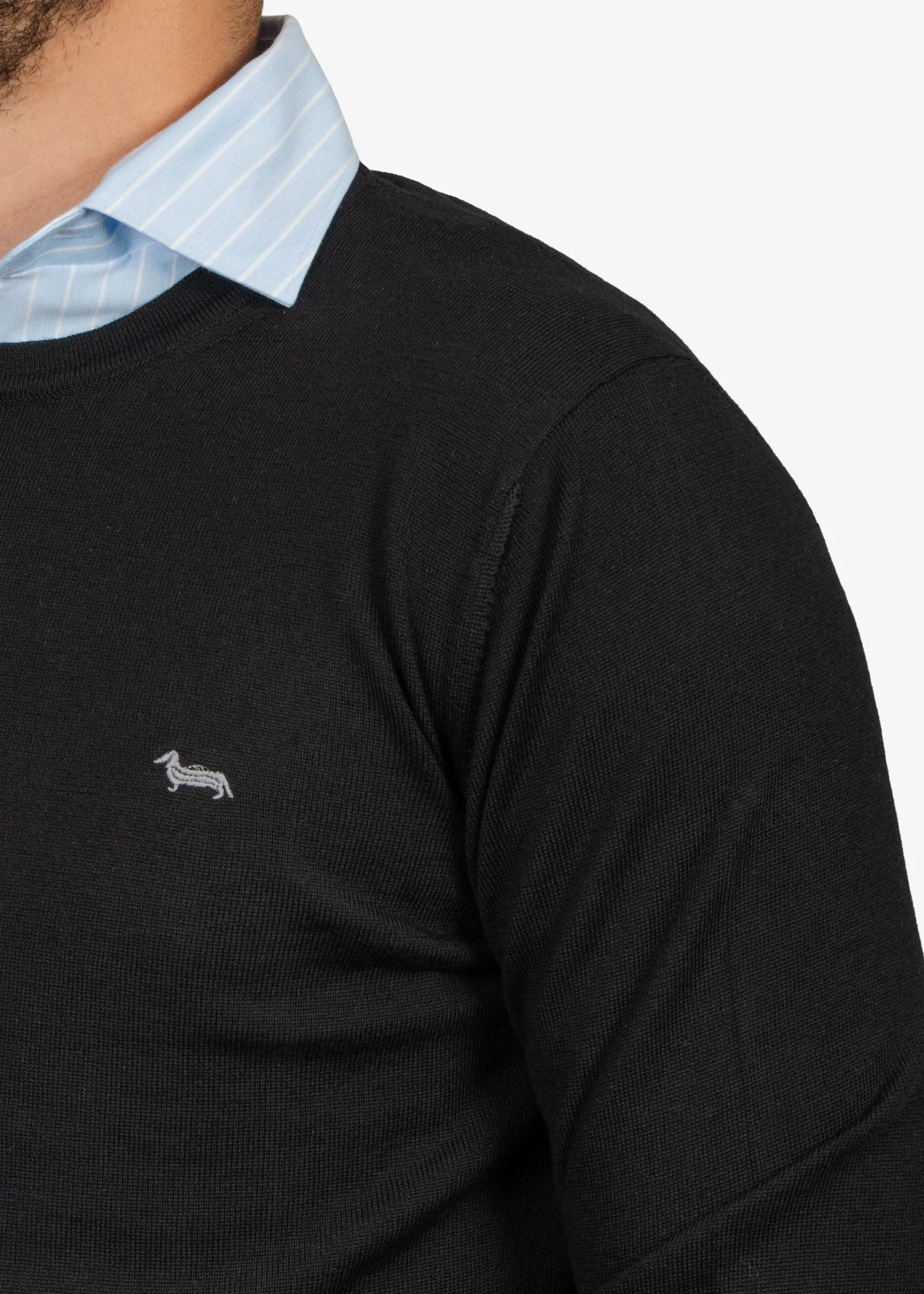 Sweater Cuello Redondo Negro en Algodón y lana H&B - Imagen 4