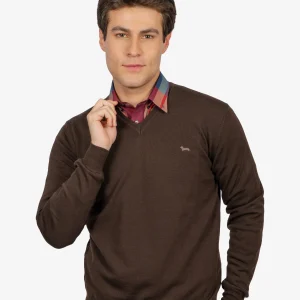 Sweater Clásico Cuello en V Café H&B