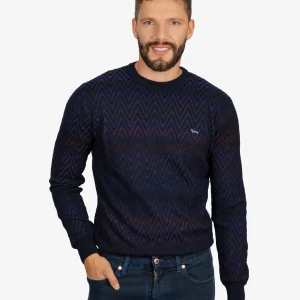 Sweater Cuello Redondo Azul con Estampado H&B