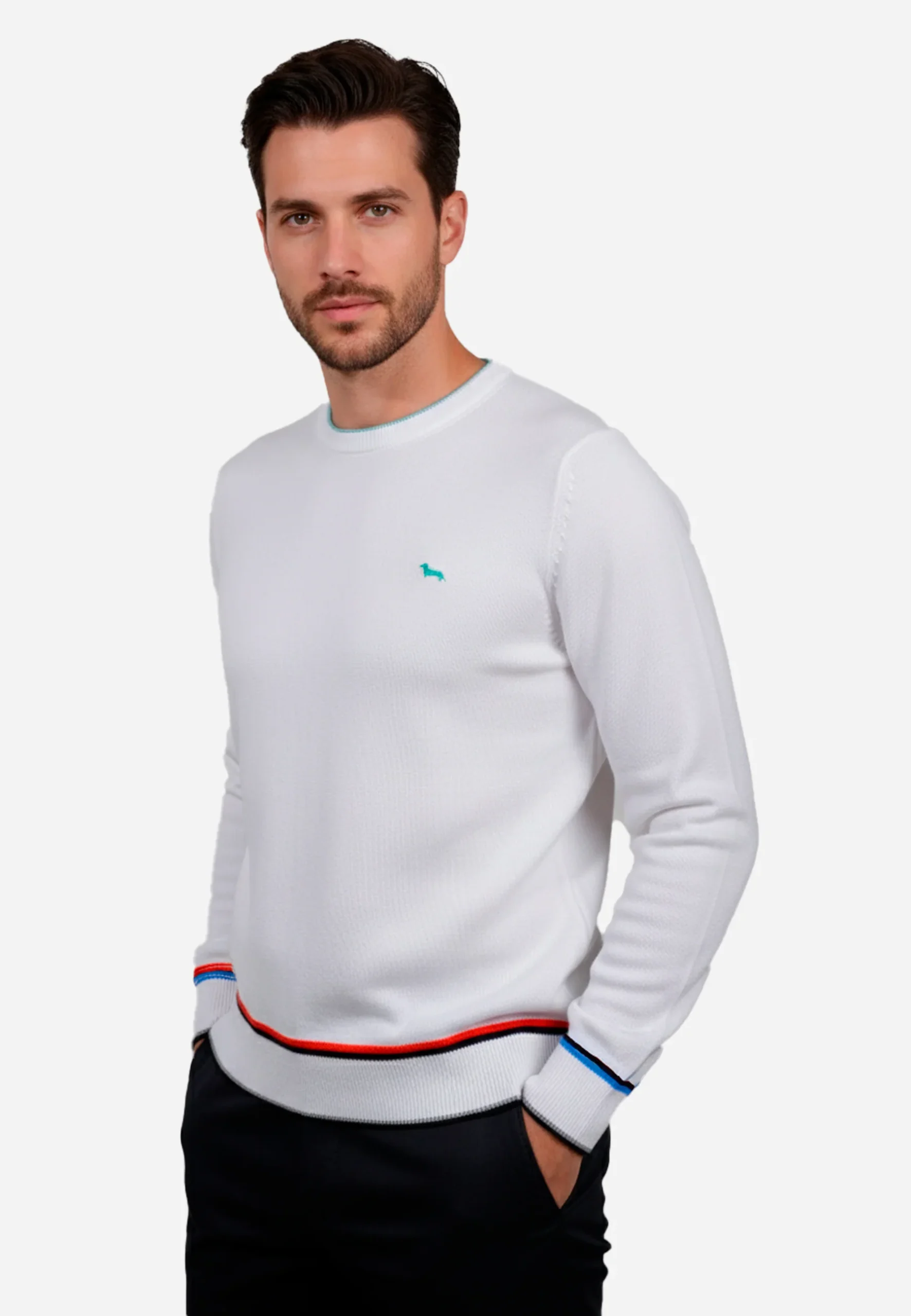 Sweater Clásico Blanco/Verde H&B