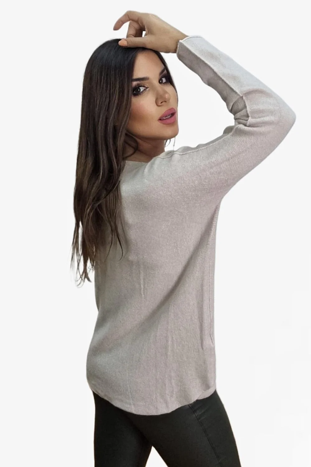 Jersey Punto Cuello Caja Beige - Imagen 3