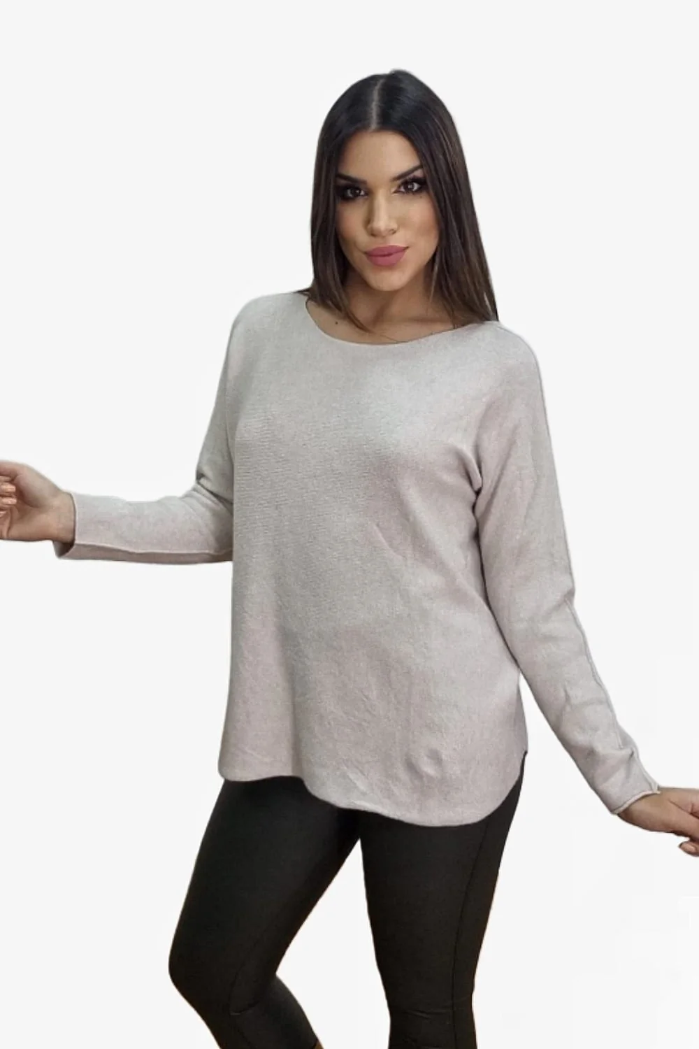 Jersey Punto Cuello Caja Beige - Imagen 5