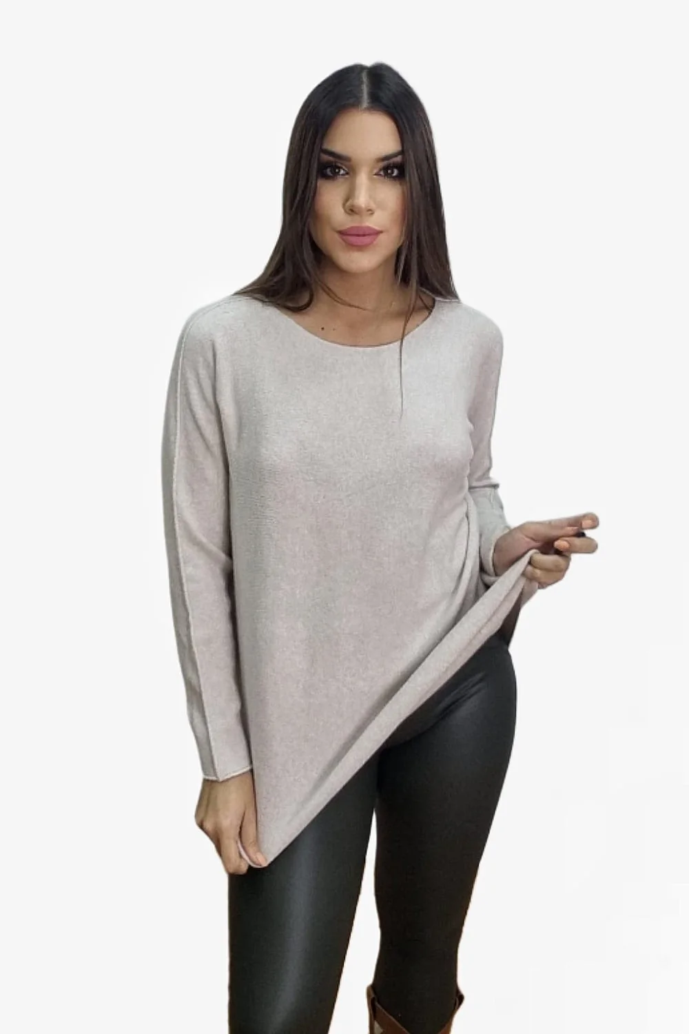 Jersey Punto Cuello Caja Beige - Imagen 6