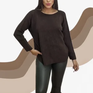 Jersey Punto Cuello Caja Marrón