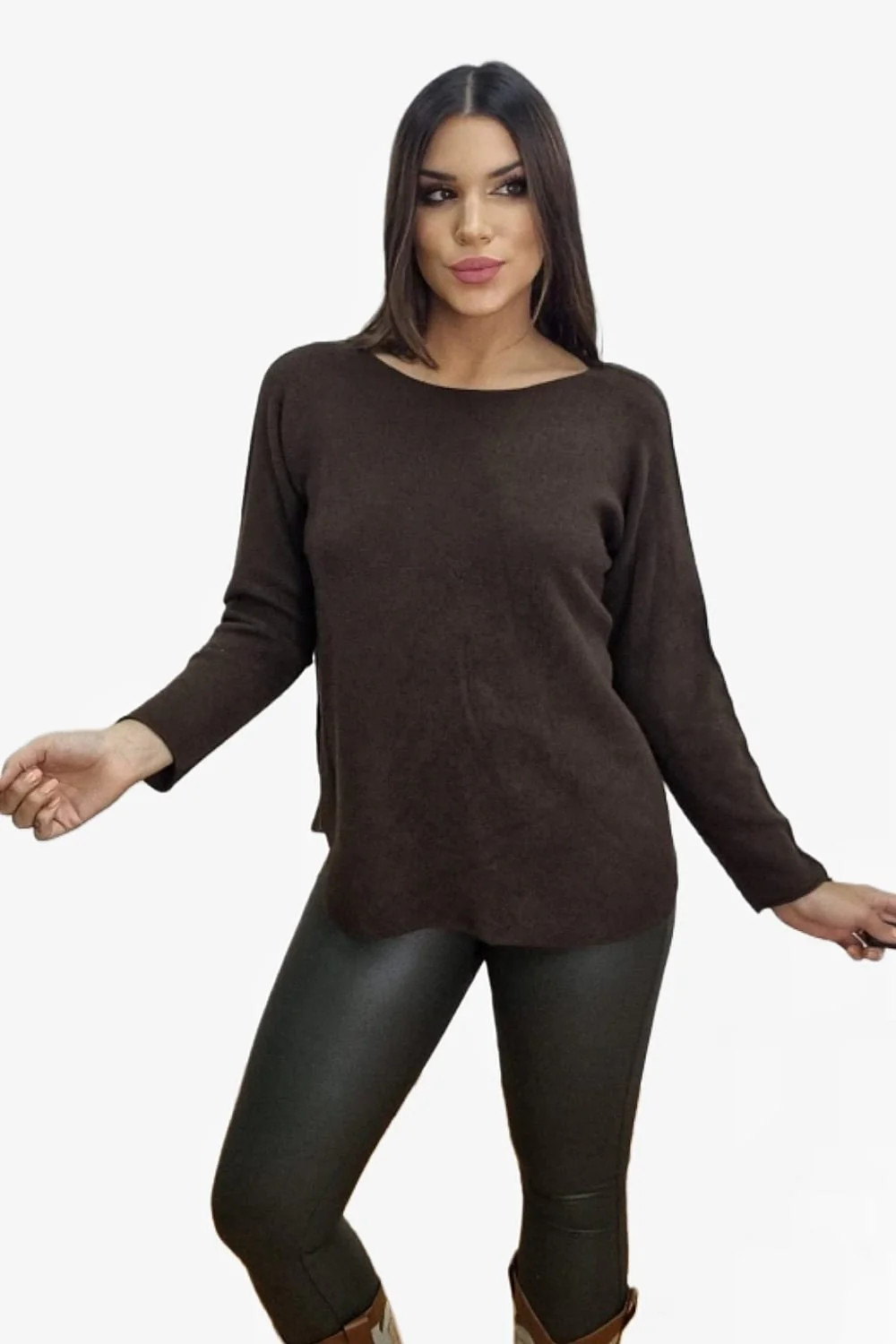 Jersey Punto Cuello Caja Marrón - Imagen 4