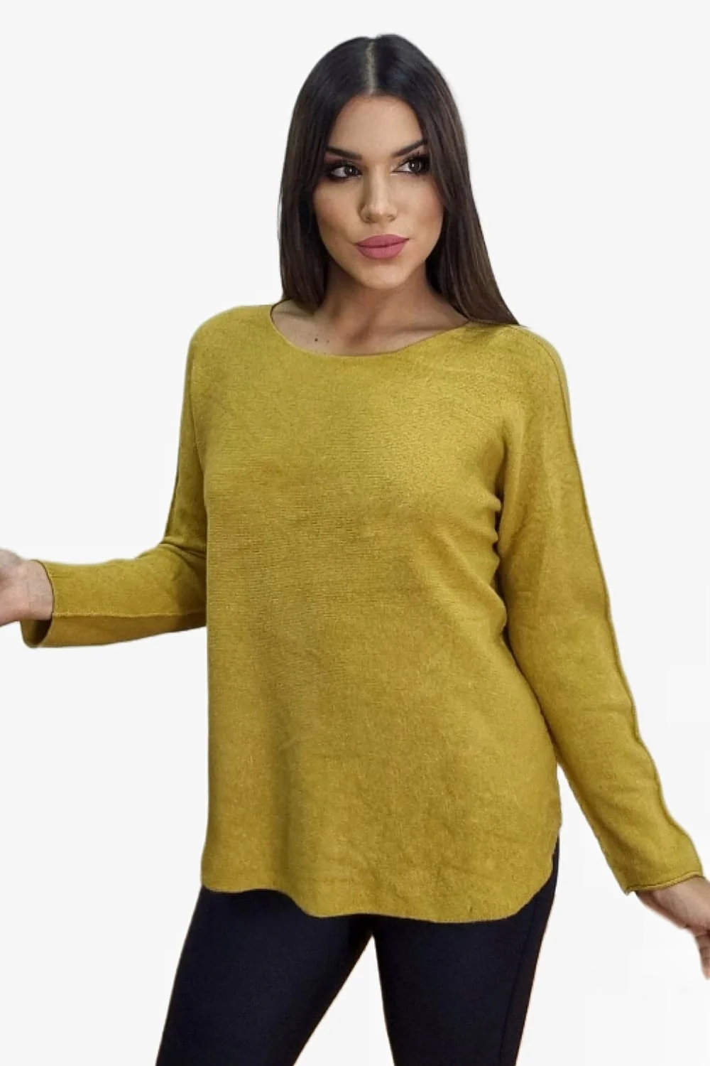 Jersey Punto Cuello Caja Mostaza - Imagen 4